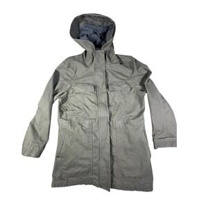 Prana Womens Hooded Utility Field Jacket Green Grey Canvas Parka Size Medium